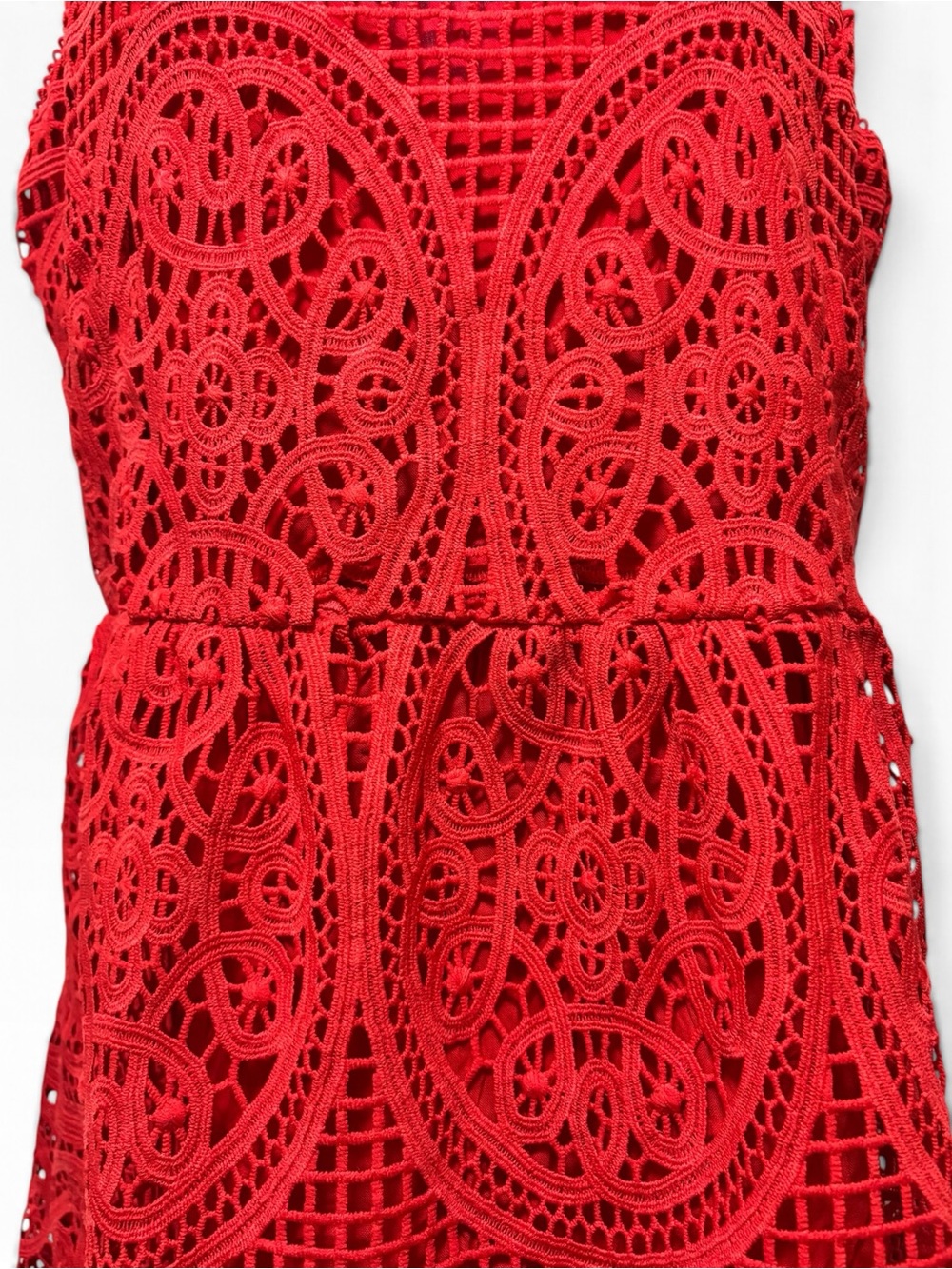 Skies Are Blue Red Crochet Lace Fit and Flare Mini Dress M - Picture 3 of 6